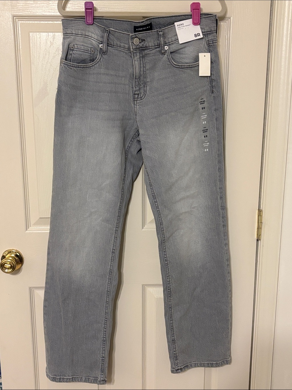 Aeropostale Light Gray Low Rise Baggy Stretch Jeans 8
